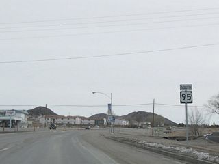 Beyond the separation with U.S. 6, U.S. 95 (Main Street) arcs southward by additional motels, restaurants and gas stations on the south side of Tonopah.