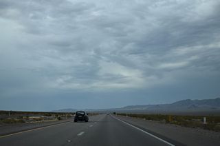 The last of the solar farms in Eldorado Valley spread to the west of U.S. 95 ahead of Clark County milepost 42.