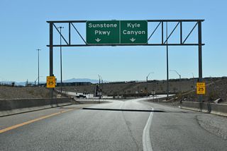 SR 157 west travels through Kyle Canyon to the unincorporated town of Mount Charleston in the Spring Mountains.