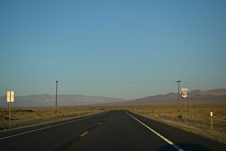 U.S. 95 lowers into the Soda Spring Valley ahead of Mineral County milepost 36.