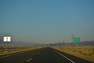Continuing across Hawthorne Army Depot, U.S. 95 (Veterans Memorial Highway) bends northward to bypass the Garfield Hills.