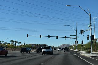 SR 146 (St. Rose Parkway) passes the St. Rose Dominican Hospital, Siena Campus ahead of Jeffreys Street.