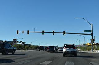 Spencer Street south and Seven Hills Drive north come together at SR 146 (St. Rose Parkway).