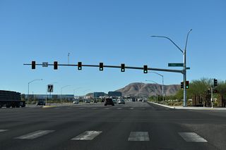 Starr Avenue leads west from St. Rose Parkway to a diamond interchange (Exit 29) with Interstate 15 and the Southern Highlands community. Raiders Way extends south from Starr Avenue and SR 146 by Henderson Executive Airport (HND).