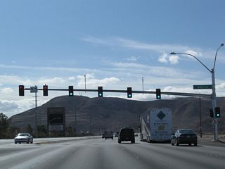 Westbound Nevada 146 meets Bowes Avenue at this traffic signal.