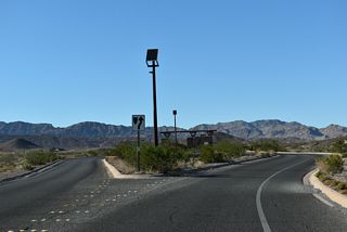 Lake Mead Boulevard westbound at the entrance fee station for Lake Mead National Recreation Area.