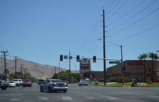 The east end of SR 159 along Charleston Boulevard is unmarked at SR 612 (Nellis Boulevard).