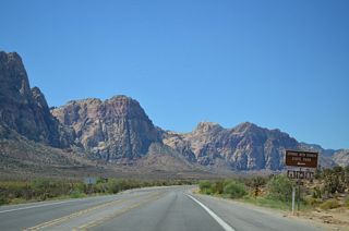 SR 159 north at the entrance to Spring Mountain Ranch State Park.