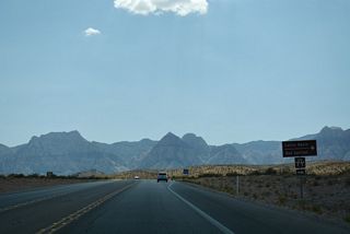 Calico Basin Road spurs northwest to the Calico Basin settlement.