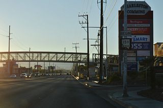 The eastern section of SR 159 along Charleston Boulevard commences with a begin shield posted west of SR 612 (Nellis Boulevard).