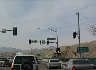 Begin westbound Nevada 163 (and end Arizona 95 north) after passing over the Colorado River Bridge in Laughlin.