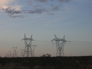 Looking north from Nevada 163, the aforementioned 500kV power line (Southern California Edison) turns north at this point.