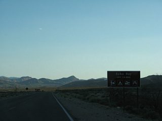 Southbound Northshore Road approaches Echo Bay Road, which provides access to Lake Mead at Echo Bay.