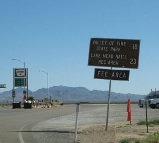 Removed after 2011, this distance sign was along Valley of Fire Highway south of Interstate 15.