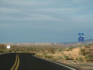 The official state scenic highway ends where Valley of Fire Highway leaves the state park.