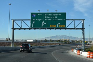 Hidden Well Road leads west from the end of SR 171 to Gilespie Street and Las Vegas Boulevard