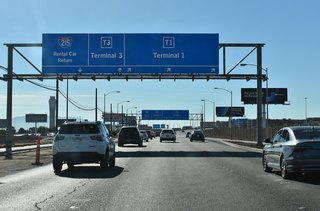 Paradise Road continues south from Tropicana Avenue to Harry Reid International Airport (LAS).  