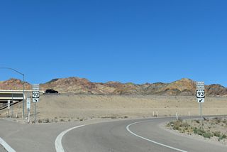 U.S. 93 Business (Boulder City Parkway) leads east into the city along a commercialized stretch.