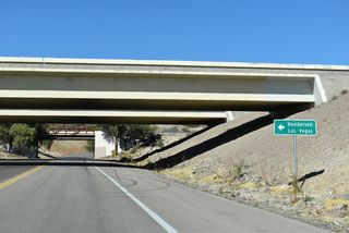 West from SR 173, U.S. 93 Business meets Railroad Pass Casino Road at a half diamond interchange before combining with I-11/U.S. 95 northwest to Henderson and Las Vegas.