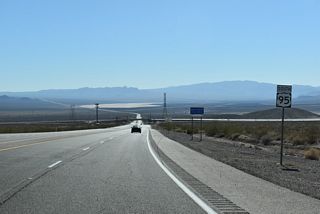 A remnant U.S. 95 confirming marker remains posted south of Boulder City Parkway.