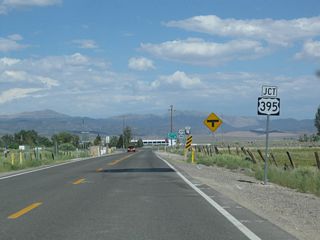 Reaching the northern terminus of Nevada 206 (and former eastern terminus of Nevada 758), eastbound Genoa Lane ends at a T intersection with U.S. 395.