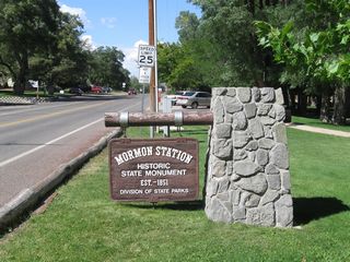 An entrance to the Mormon Station State Park is located at the northeast corner of the intersection between Nevada 206 (Genoa Lane) and Jacks Valley Road.