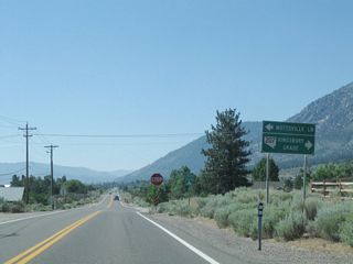 Also known as Waterloo Lane, Mottsville Lane, a county-maintained highway, runs east to Nevada 88 and U.S. 395 as well as Minden and Gardnerville. Eastbound Mottsville Lane is signed as To U.S. 395.