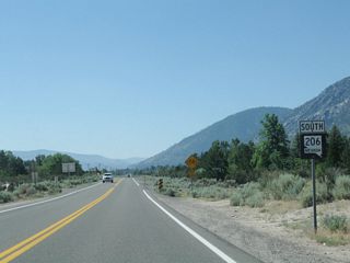Leaving Mottsville, a Nevada 206 south reassurance shield is posted after Nevada 207.