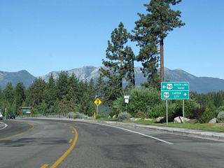 Westbound Nevada 207 converges with U.S. 50 at the bottom of the Kingsbury Grade. U.S. 50 west continues to Stateline, South Lake Tahoe, and SR 89 north to Emerald Bay.