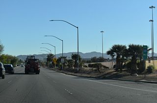 Milepost one for Interstate 215 appears at the beginning of SR 564 (Lake Mead Parkway), 1.7 miles west of Boulder Highway (old SR 582) in Henderson.