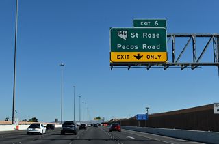 SR 146 angles southwest from Exit 6 to the Silverado and Seven Hills neighborhoods of Henderson. Pecos Road extends north from St. Rose Parkway to SR 592 (Flamingo Road).