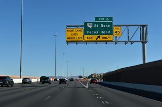 Measuring 6.62 miles in length, SR 146 (St. Rose Parkway) heads southwest to I-15 and Southern Highlands Parkway at southern reaches of the Las Vegas metro area. I-215 replaced what was SR 146 east along Lake Mead Drive from this point in 2003.