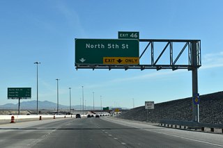 N 5th Street ties into Clark County Route 215 at Exit 46 adjacent to the Desert Springs Town Center retail area.