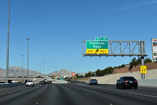 Flamingo Road parallels the Bruce Woodbury Beltway northwest from Exit 21 to Desert Inn Road opposite Red Rock Ranch Road. Going east, Flamingo Road enters central Spring Valley en route to I-15 and the Strip.