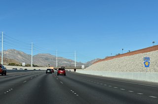 Confirming marker posted along northbound CC-215 within the interchange at Town Center Drive.