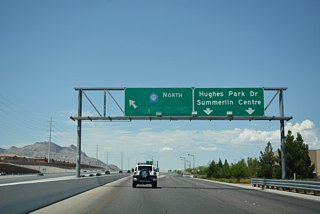 Hughes Park Drive E serves as the frontage road between CC-215 north and the Downtown Summerlin complex, connecting Sahara Avenue with Charleston Boulevard (SR 159).