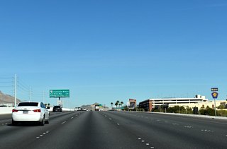 CC-215 lines the west limits of the Downtown Summerlin complex and Red Rock Casino Resort north to SR 159.