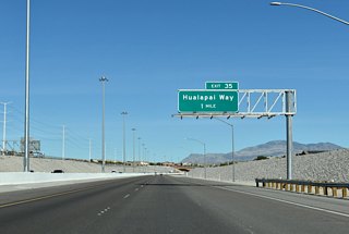 One mile out from the diamond interchange at Exit 35 with Hualapai Way along the Bruce Woodbury Beltway.