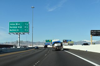 CC-215 (Bruce Woodbury Beltway) advances west 1.25 miles to meet Jones Boulevard next.