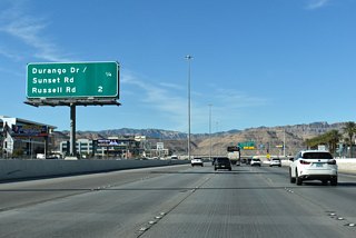 Sunset Road stretches 18.3 miles overall east across the lower valley between Spring Valley and Henderson while Durango Road travels 13.2 miles north from Enterprise to Summerlin.