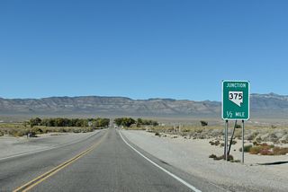 SR 318 meets SR 375 (Extraterrestrial Highway) south of Frenchy Lake a half mile west of U.S. 93.