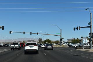 Burkholder Boulevard angles southeast from Lake Mead Parkway at Grand Cadence Drive to the Foothills community in Henderson.