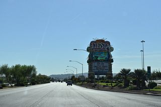 Milepost one for Interstate 215 stands along Lake Mead Parkway.