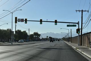 Nellis Boulevard stems south from the first traffic light on SR 573 (Craig Road) west.