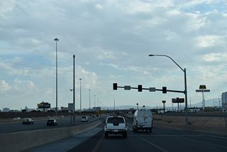 Ramp meters along the southbound entrance ramp for I-15/U.S. 93 from Cheyenne Avenue.