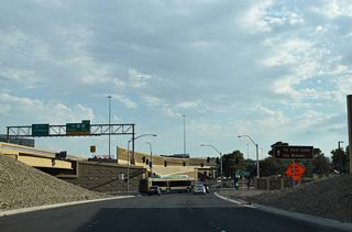 A split diamond interchange (Exit 44) joins I-15/U.S. 93 with Washington Avenue at the west end of SR 578.