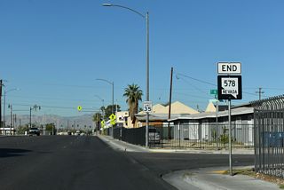 Nevada State Route 578 end shield posted along Washington Avenue west in Las Vegas Nevada State Route 578 end shield posted along Washington Avenue west in Las Vegas