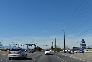 Both Sunset Road and Galleria Drive connect with I-11/U.S. 93-95 to the west of Boulder Highway.