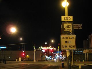 An end shield for SR 582 previously appeared along Fremont Street north at 8th Street.