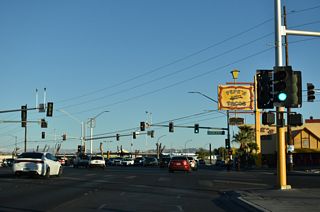 SR 582 begins southbound along Fremont Street at Charleston Boulevard. Charleston Boulevard is SR 159 east to SR 612 (Nellis Boulevard).